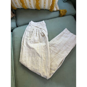 Women's Kikomi Beige Linen Blend Trousers Size 8